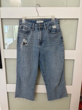 Just USA Women's Light Blue Distressed Straight-Leg Jeans